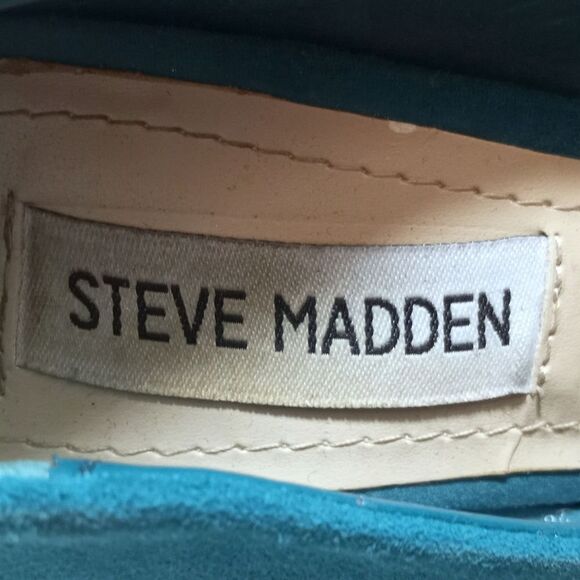 STEVE MADDEN BABYLON TEAL GREEN SUADE PLATFORM HEELS SZ.6M GUC - Picture 6 of 9